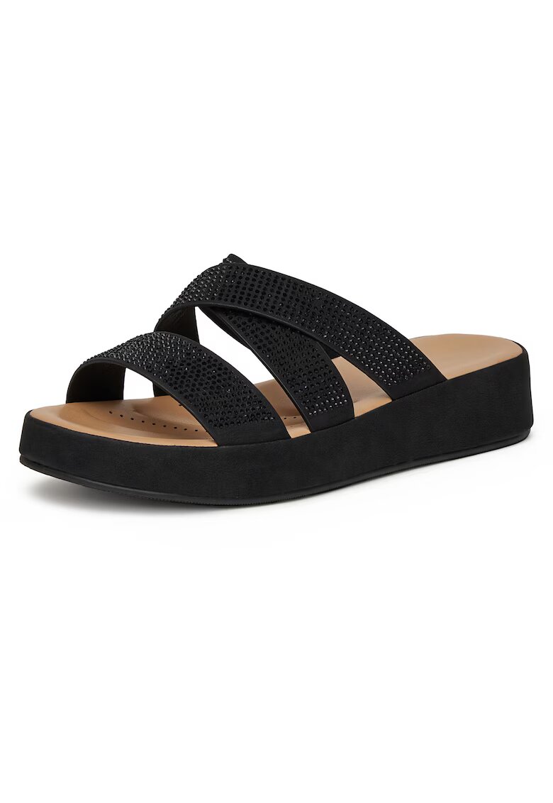 Clara Barson Papuci dama - negru - material sintetic - decoratiuni zirconii