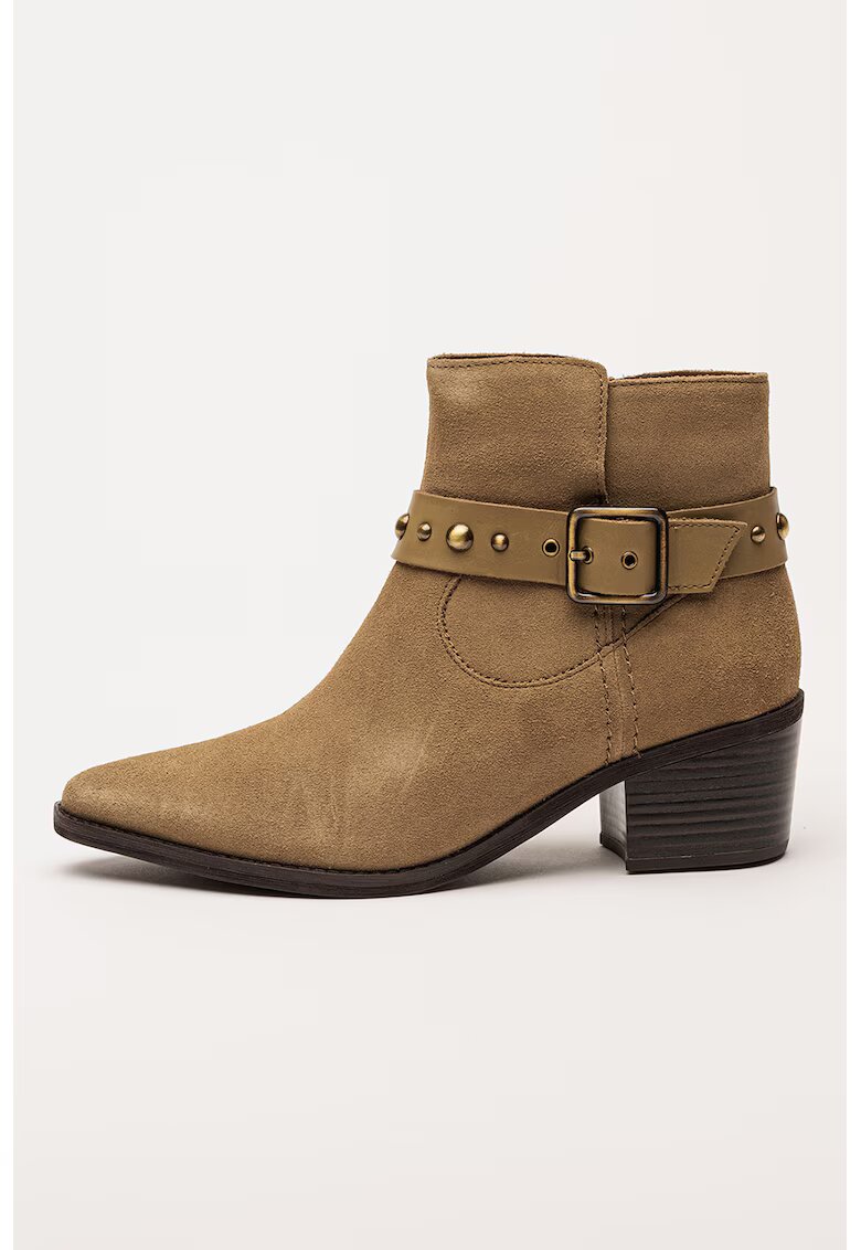 Clarks Botine de piele intoarsa cu varf ascutit Morzine - Maro taupe