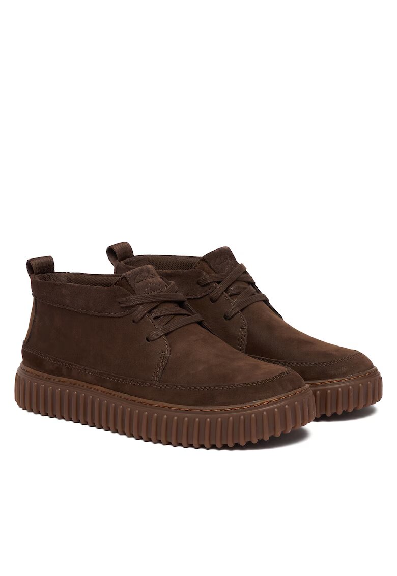 Clarks Ghete barbati Dark Brown Nub - piele naturala - model Torhill LaceHi