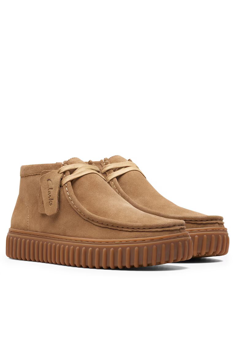 Clarks Ghete barbati Torhill Hi - piele naturala - culoare Dark Sand - suede -