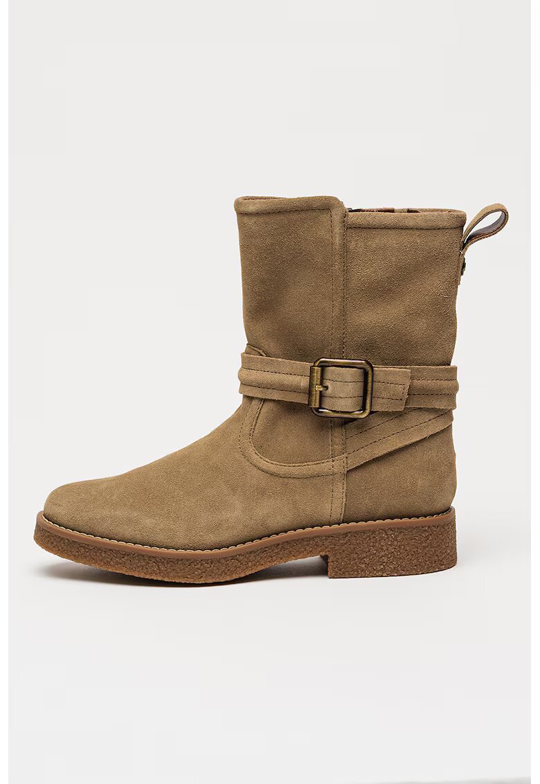 Clarks Ghete medii din piele intoarsa Nella - Verde sparanghel