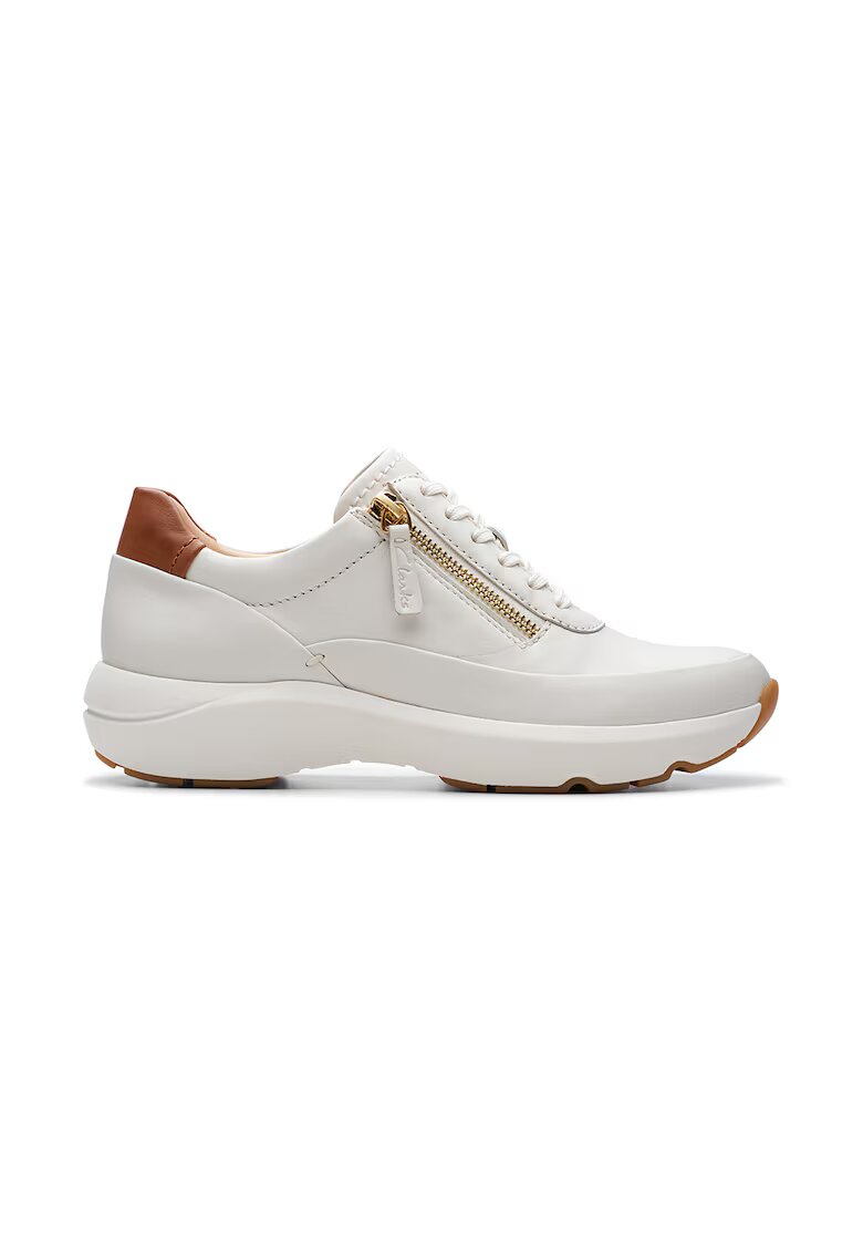 Clarks Pantofi sport de piele cu fermoar lateral - Alb murdar