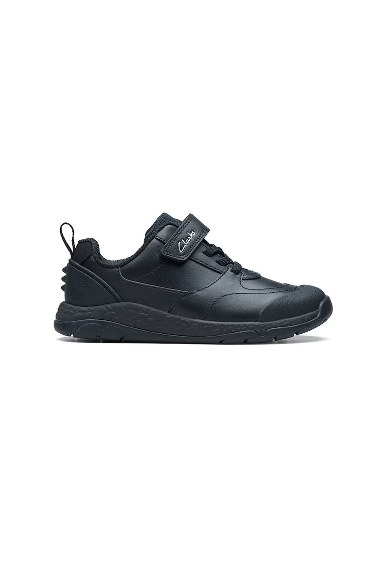 Clarks Pantofi sport de piele cu velcro si insertii textile Steggy Stride - Negru