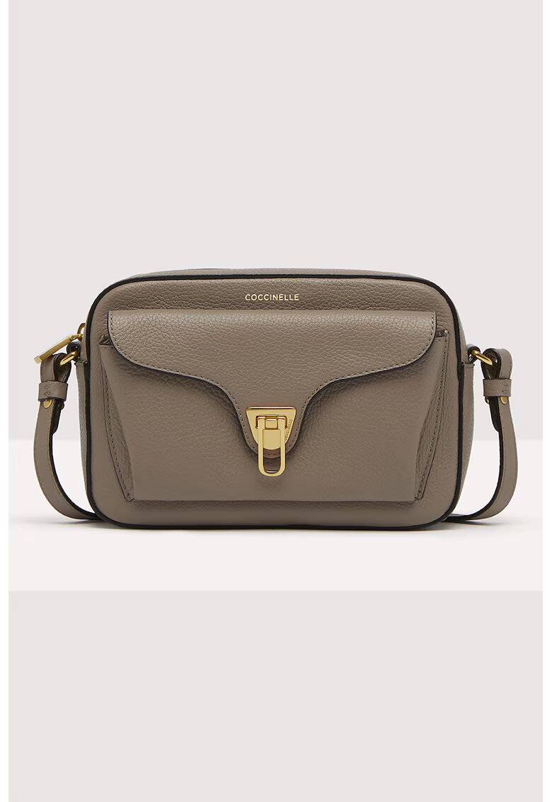 Coccinelle Geanta crossbody de piele Beat Soft - Maro taupe