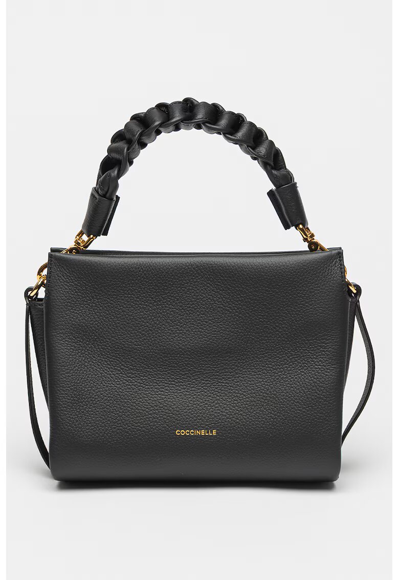 Coccinelle Geanta crossbody din piele cu aspect granulat Boheme Grana - Negru stins - 18x23x10