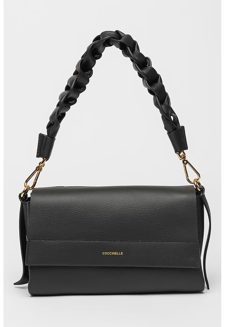 Coccinelle Geanta de piele cu bareta de umar cu aspect impletit Boheme - Negru