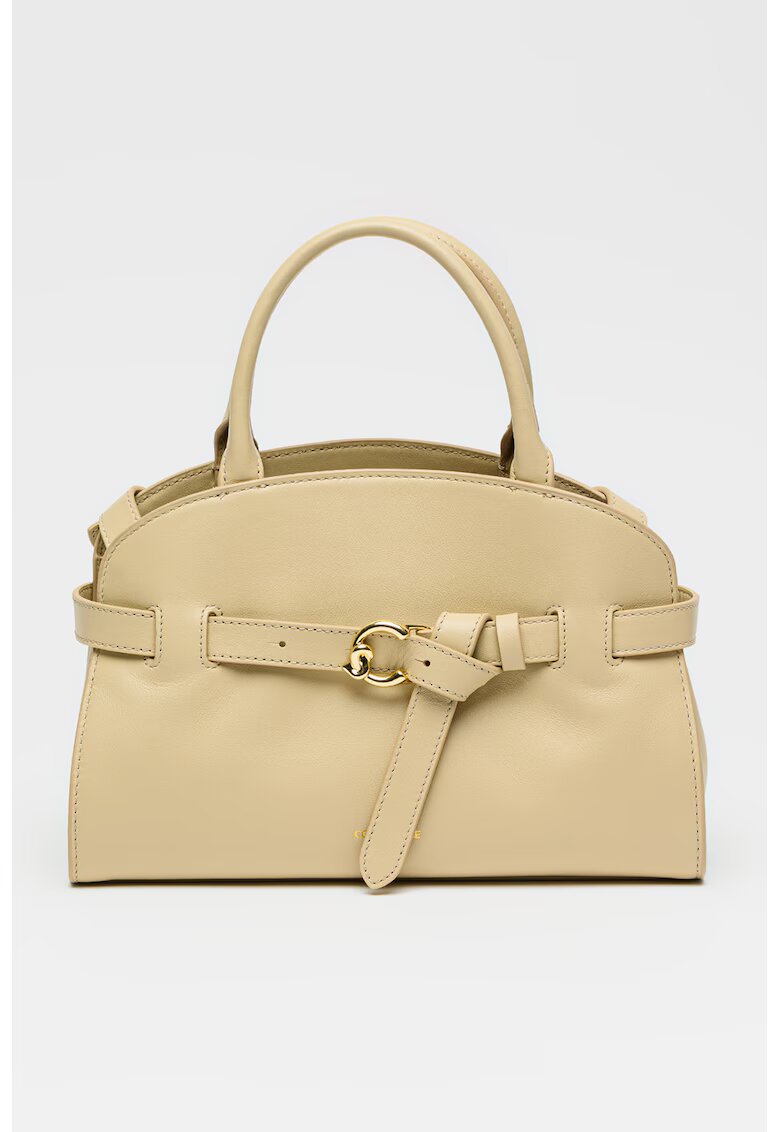 Coccinelle Geanta tote de piele cu bareta decorativa Sabine - Bej