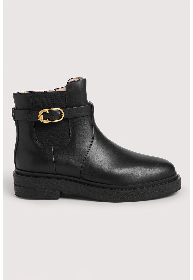 Coccinelle Ghete din piele cu bareta decorativa - Negru