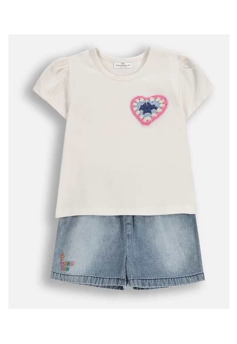 Coccodrillo Pantaloni si tricou cu detalii brodate set- 2 piese