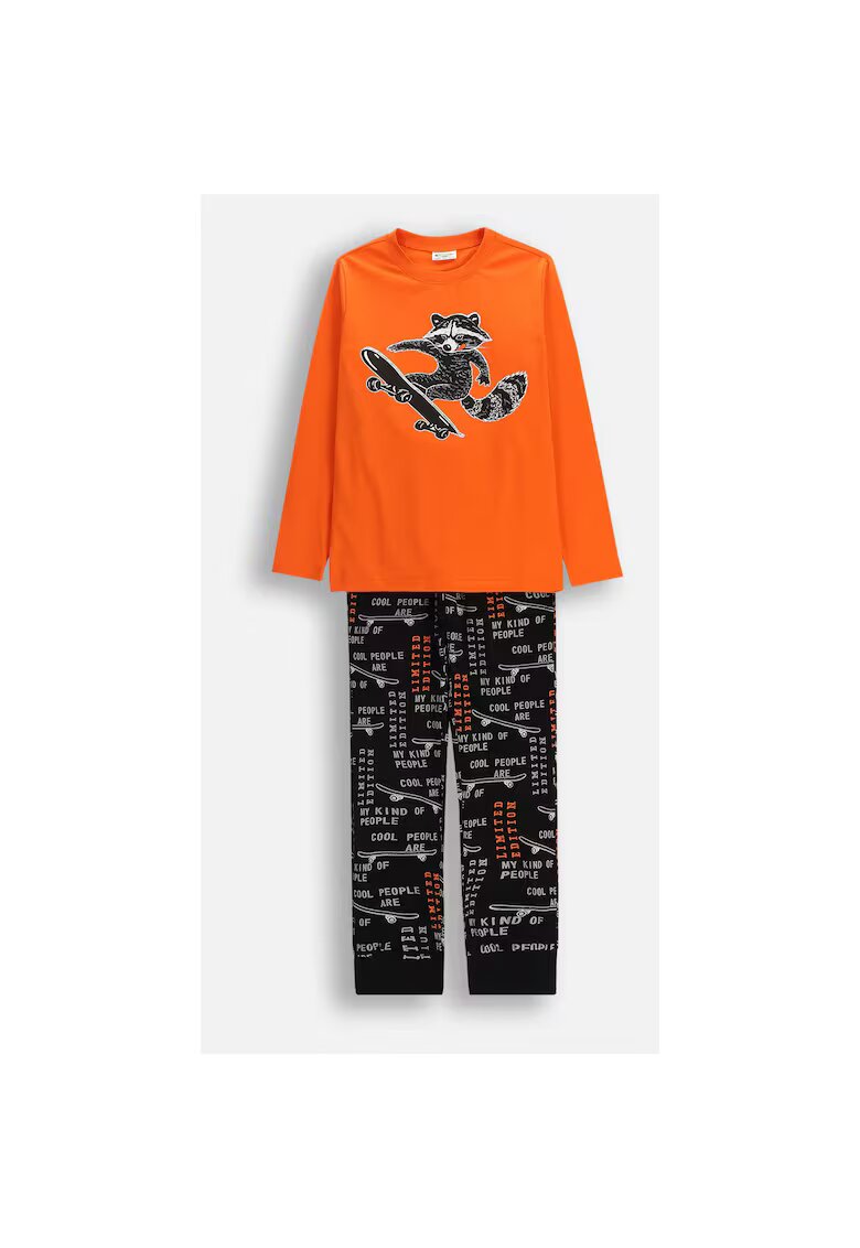 Coccodrillo Pijama din bumbac cu imprimeu text si grafic