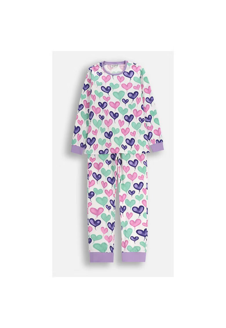 Coccodrillo Pijama lunga din bumbac cu imprimeu cu inimioare