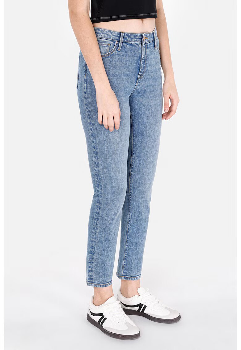 COLINS Blugi crop cu talie medie - Albastru melange