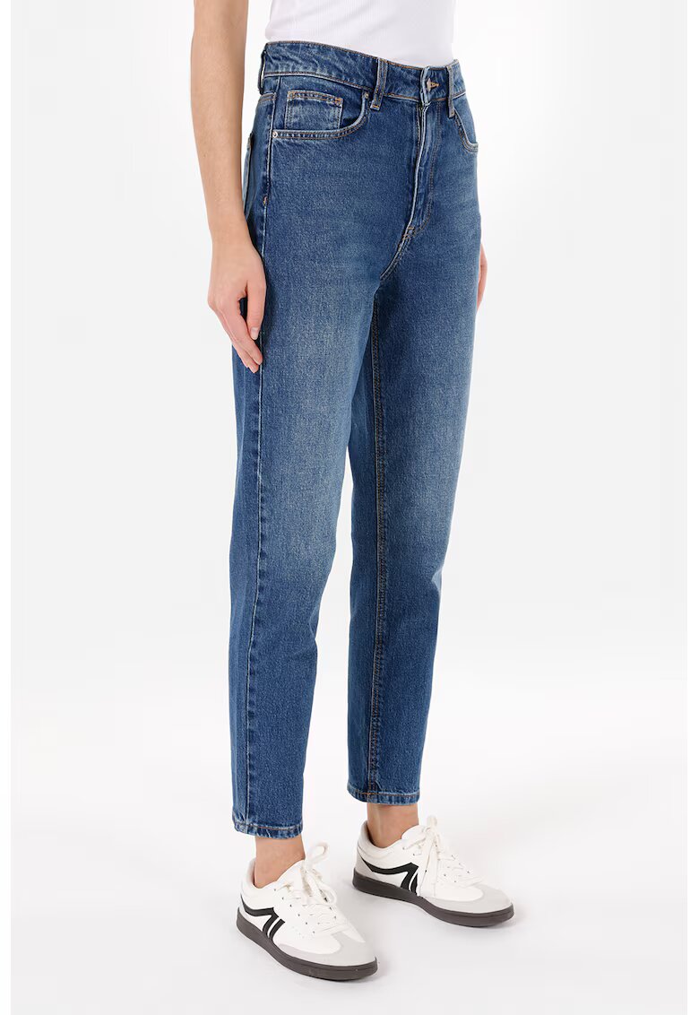 COLINS Blugi crop din amestec de bumbac - Albastru