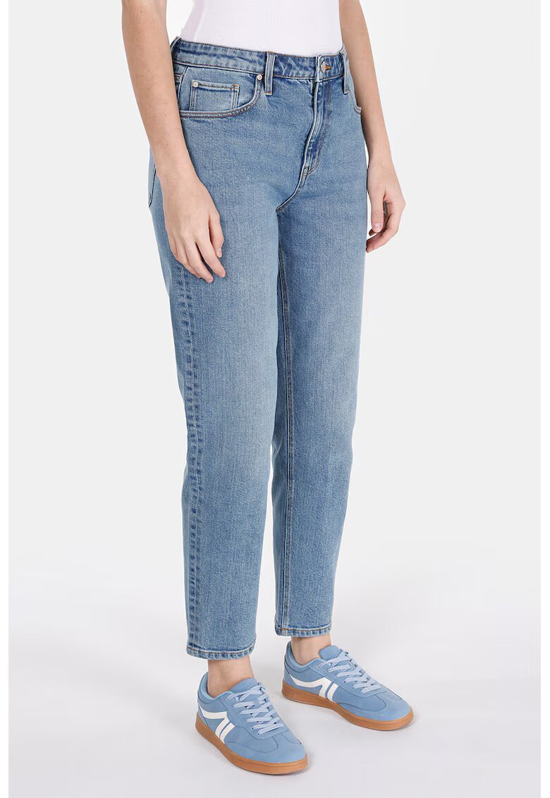 COLINS Blugi mom fit cu model uni - Albastru deschis