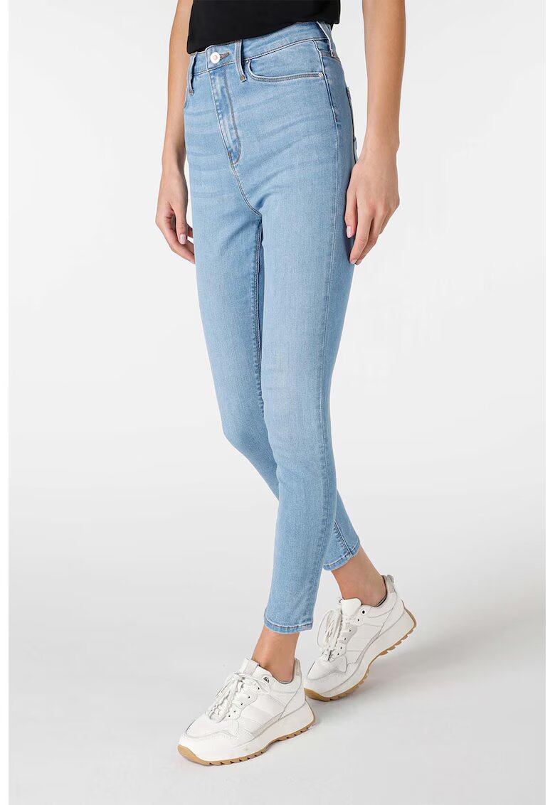 COLINS Blugi skinny cu talie inalta - Albastru glaciar