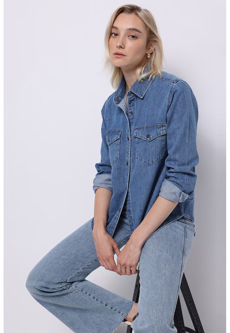COLINS Camasa din denim cu capse - Albastru