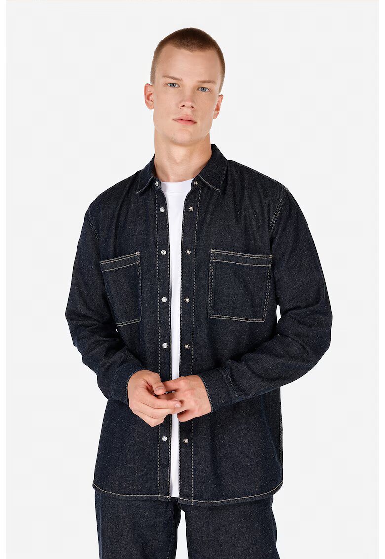 COLINS Camasa din denim si amestec de lyocell - Negru stins