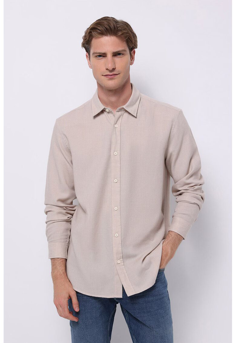 COLINS Camasa regular fit cu guler ascutit - Bej inchis