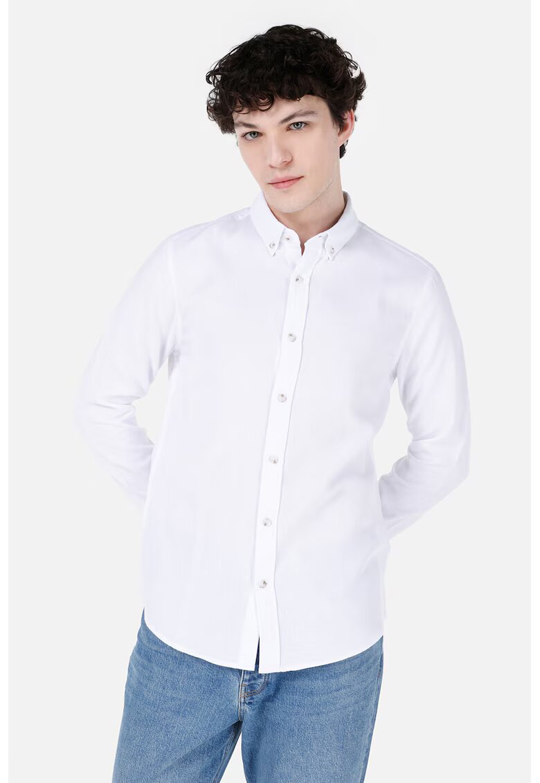 COLINS Camasa slim fit cu guler fixat cu nasturi - Alb optic