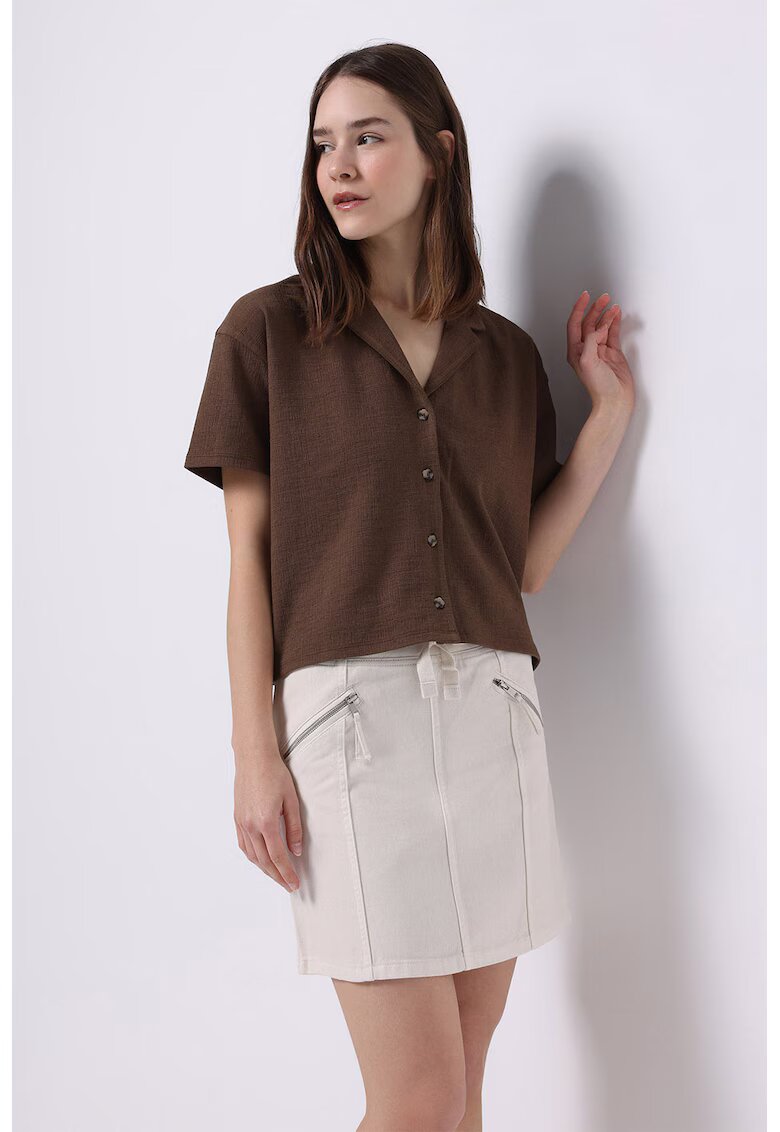 COLINS Fusta mini cu snur elastic in talie - Bej