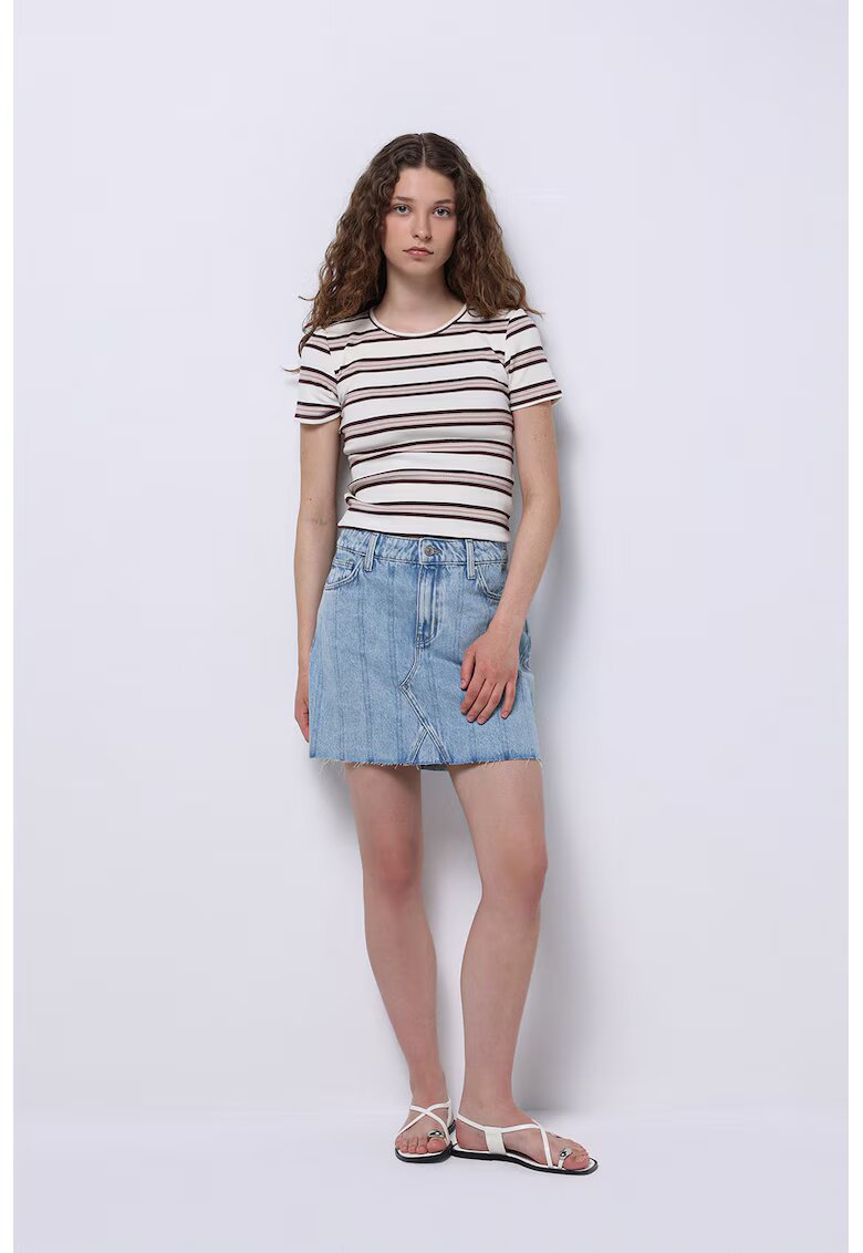 COLINS Fusta scurta din denim cu terminatie nefinisata - Albastru deschis