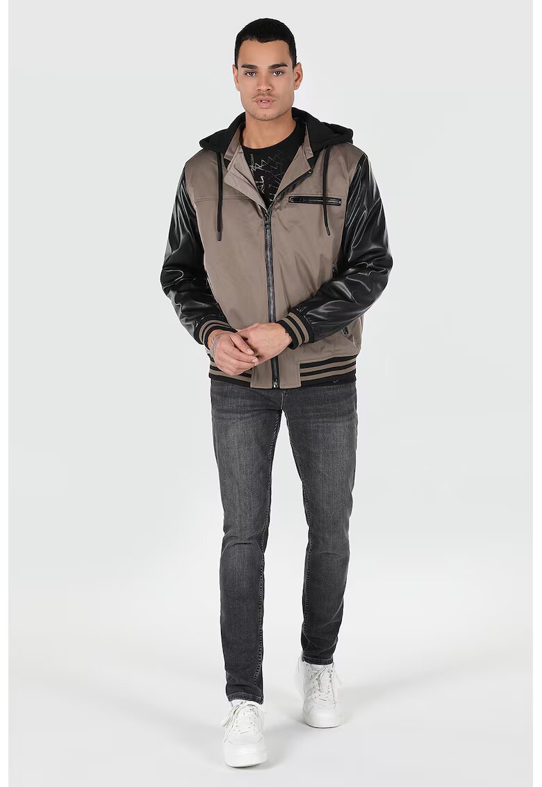 COLINS Geaca colorblock cu gluga - Maro taupe