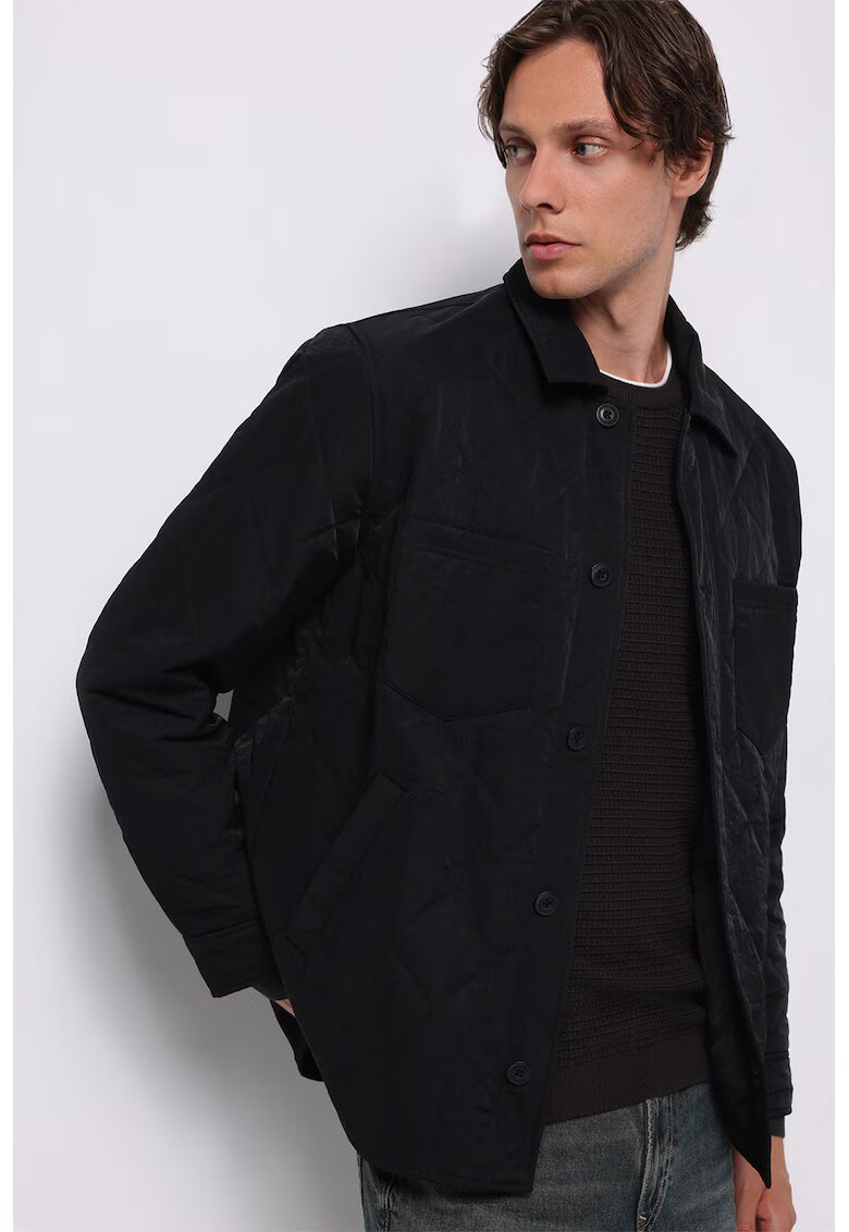 COLINS Jacheta-camasa cu model uni si 2 buzunare - Negru