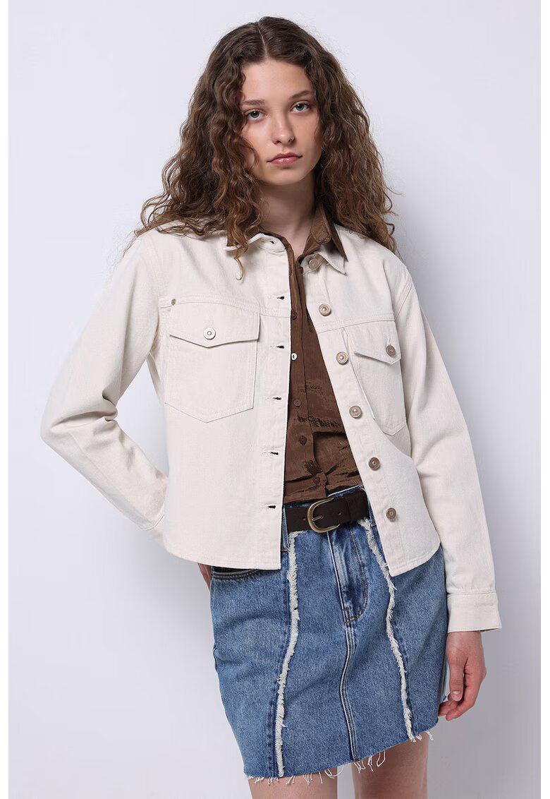 COLINS Jacheta-camasa din denim cu buzunare cu clapa pe piept - Bej deschis