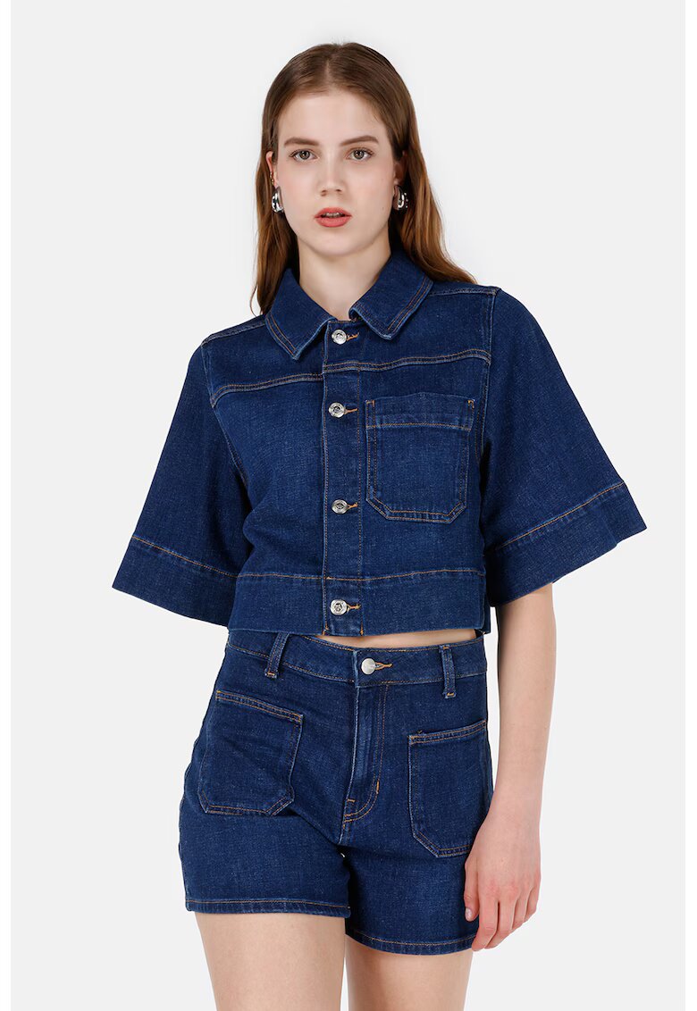 COLINS Jacheta crop din denim cu maneci scurte - Bleumarin
