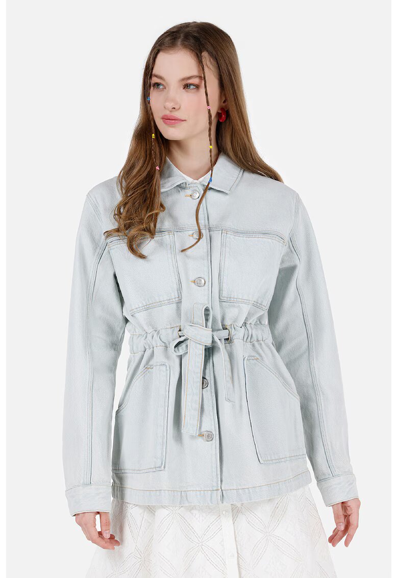 COLINS Jacheta din denim cu cordon in talie - Albastru deschis