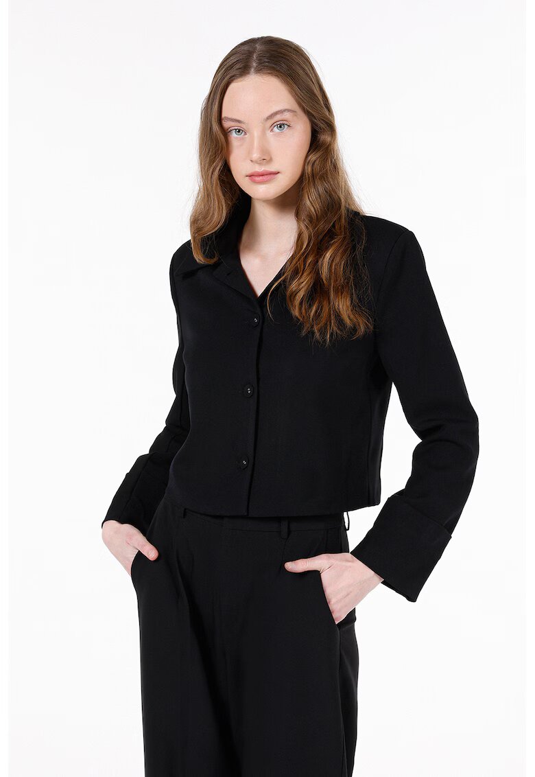 COLINS Jacheta regular fit cu decolteu in V - Negru