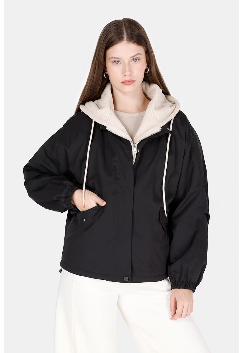 COLINS Jacheta regular fit cu gluga - Negru/Maro nisip