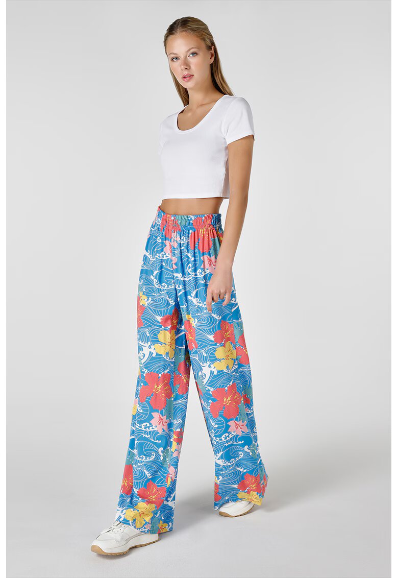 COLINS Pantaloni cu croiala ampla si talie inalta - Galben/Roz/Albastru