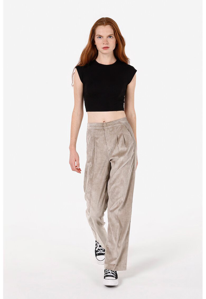 COLINS Pantaloni cu talie inalta si pliuri - Maro taupe deschis