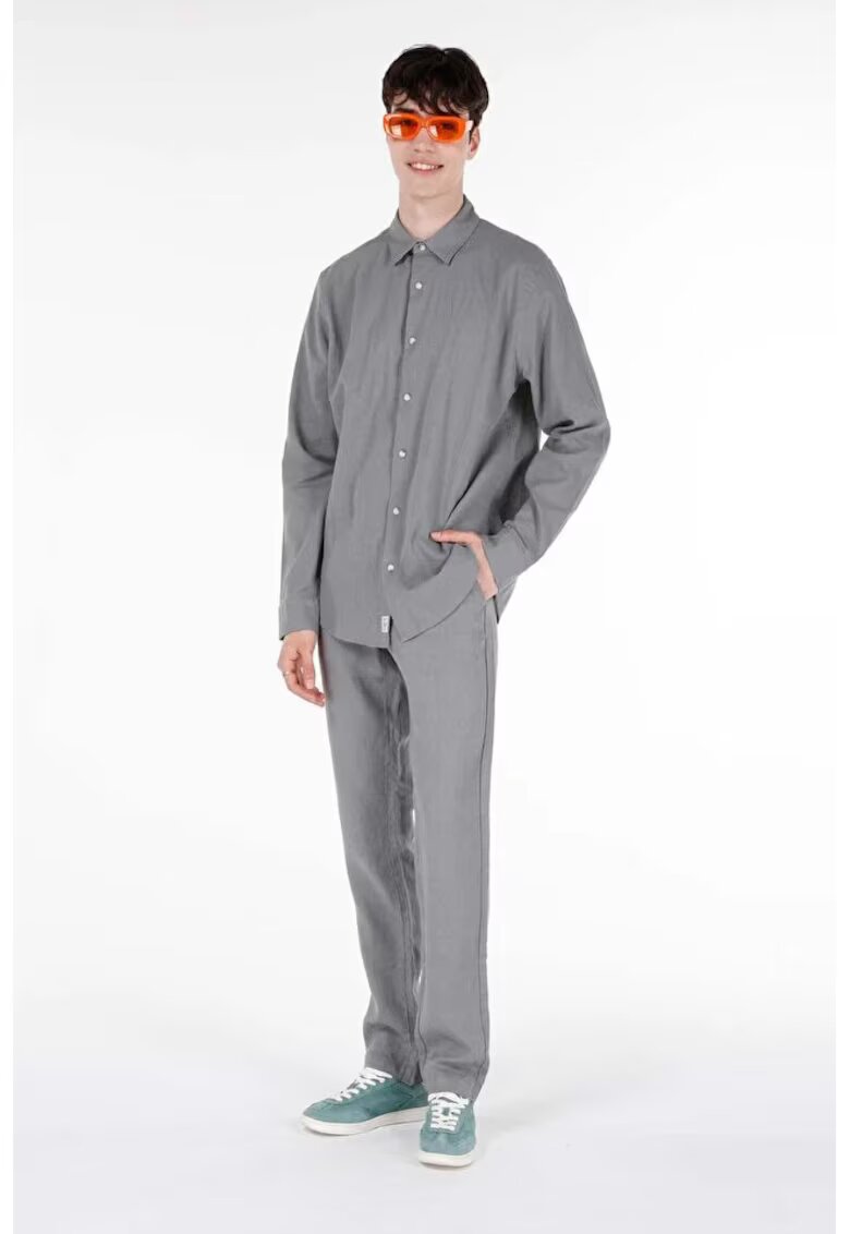 COLINS Pantaloni din in cu snur de ajustare in talie - Maro