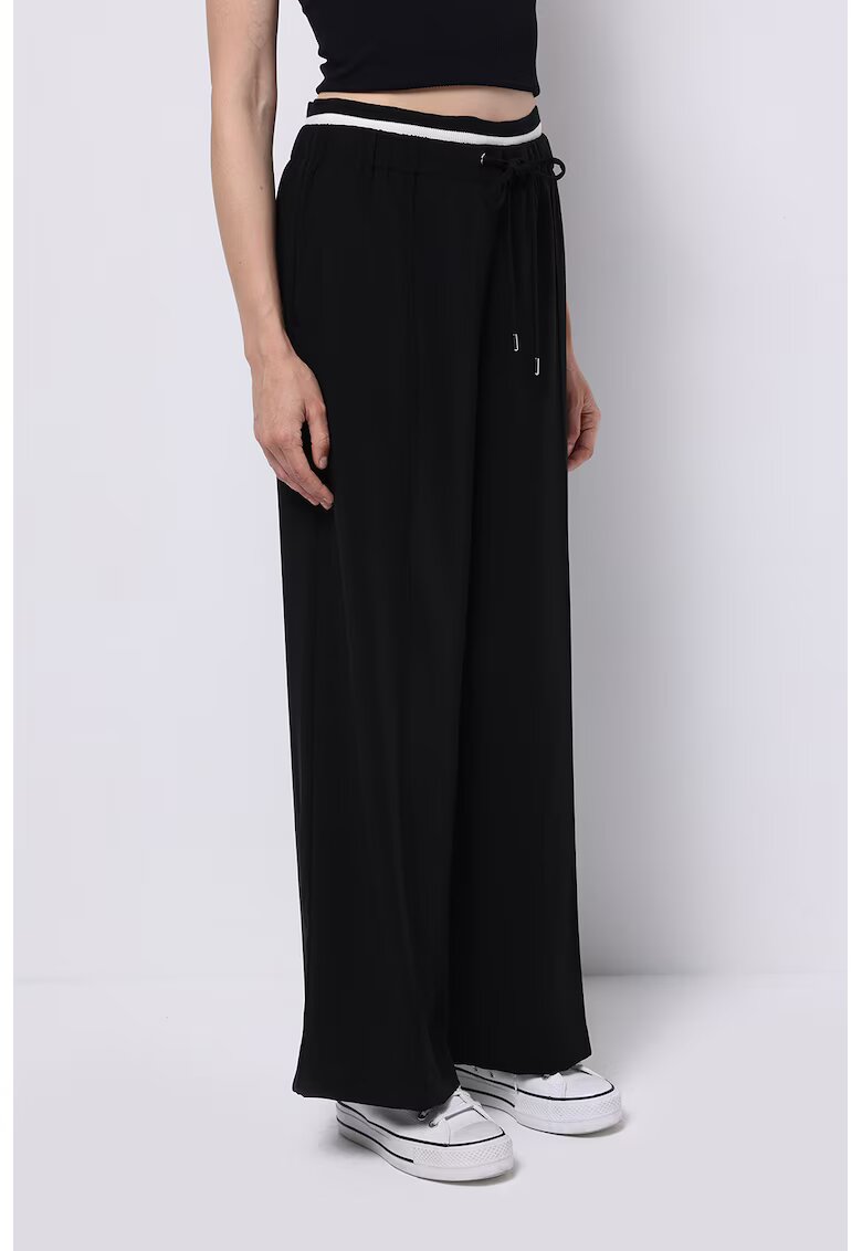 COLINS Pantaloni sport relaxed fit cu talie inalta ajustabila - Alb/Negru