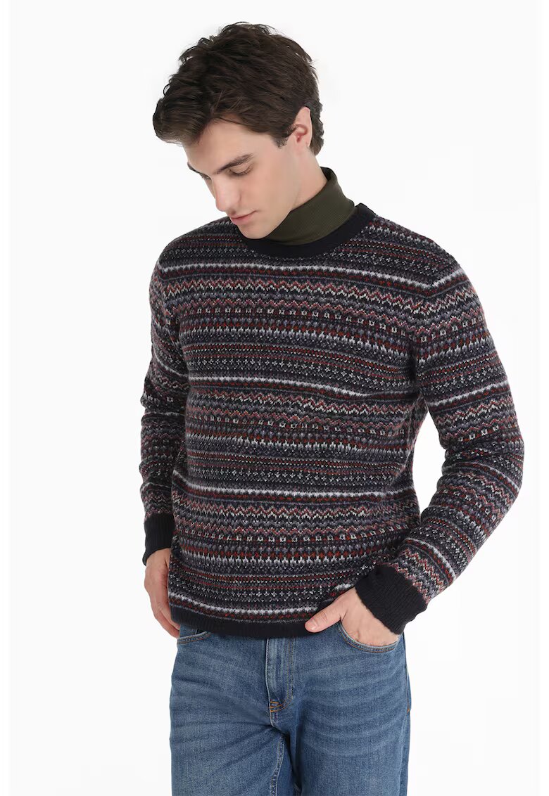 COLINS Pulover cu model fair isle - Negru/Gri/Rosu inchis