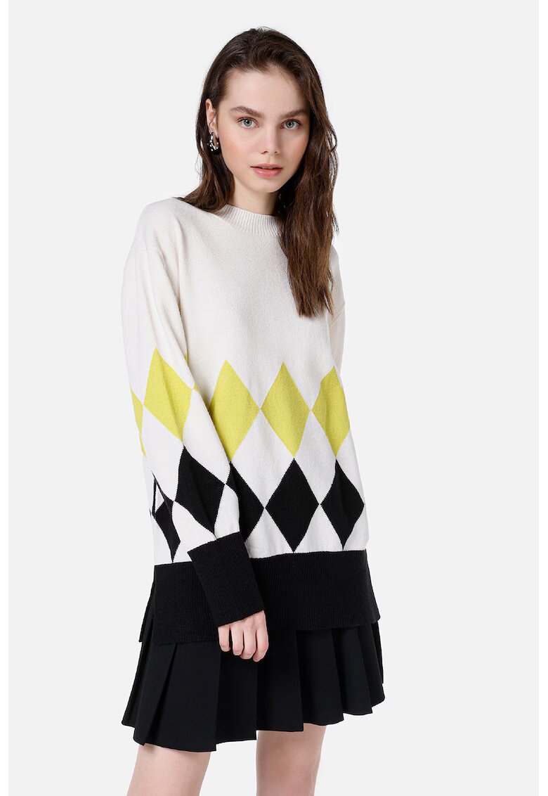 COLINS Pulover lejer cu model in carouri - Negru/Galben/Crem
