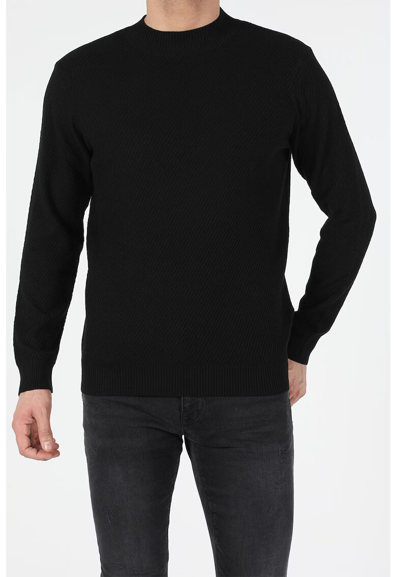 COLINS Pulover regular fit cu decolteu la baza gatului - Negru