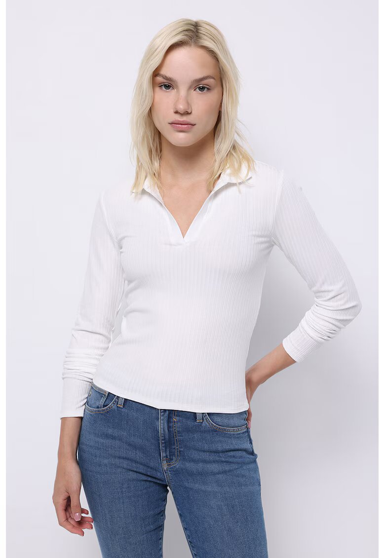 COLINS Pulover slim fit cu decolteu in V - Alb