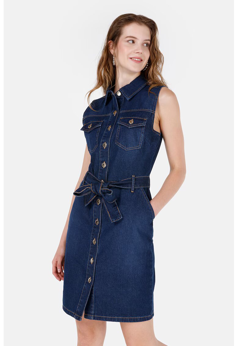 COLINS Rochie-camasa din denim cu buzunare aplicate - Bleumarin