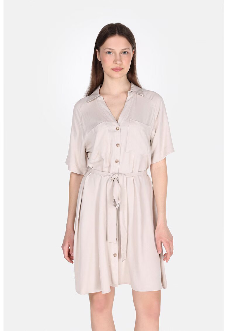 COLINS Rochie cu decolteu in V si cordon in talie - Bej deschis