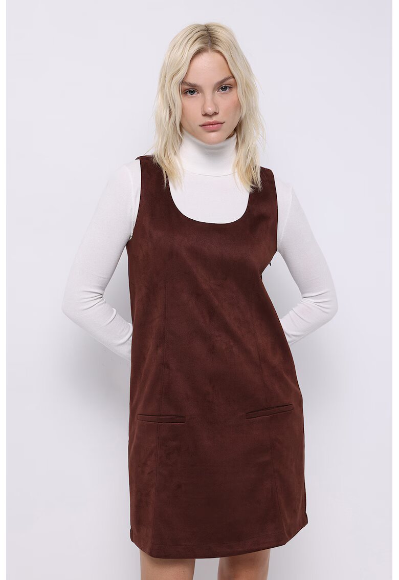 COLINS Rochie scurta cu decolteu amplu - Visiniu