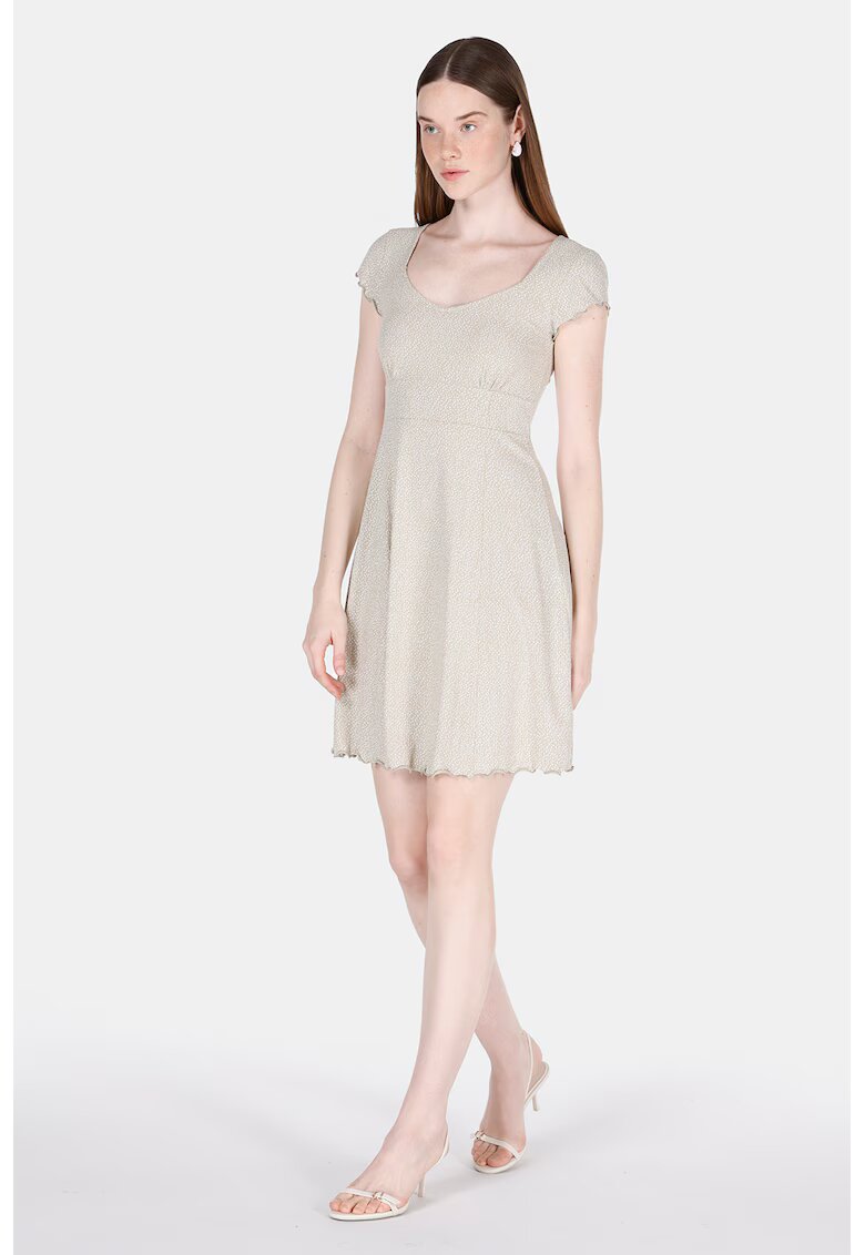 COLINS Rochie scurta cu terminatii valurite - Bej deschis