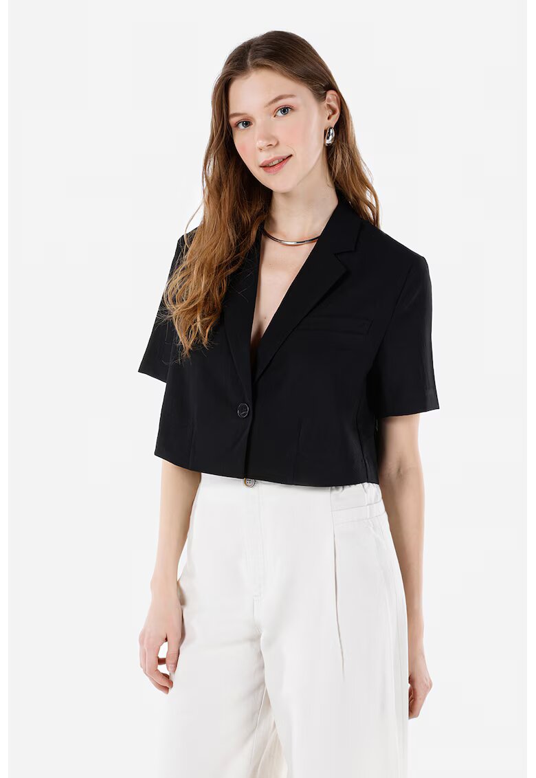 COLINS Sacou crop cu maneci scurte - Negru