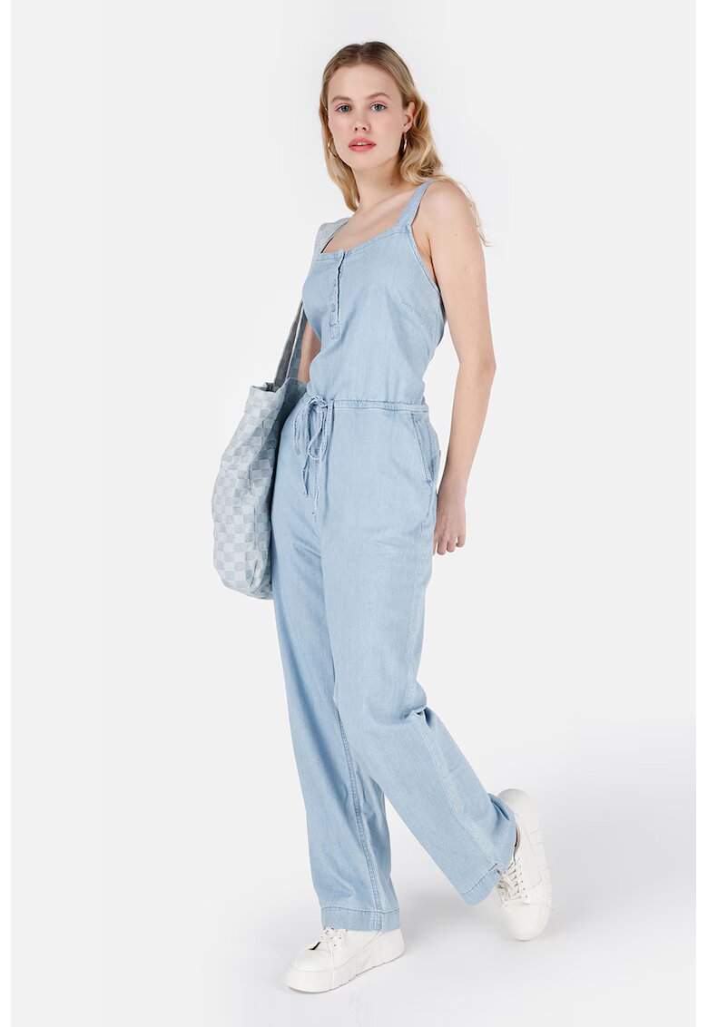 COLINS Salopeta din denim cu model uni si buzunare - Albastru deschis