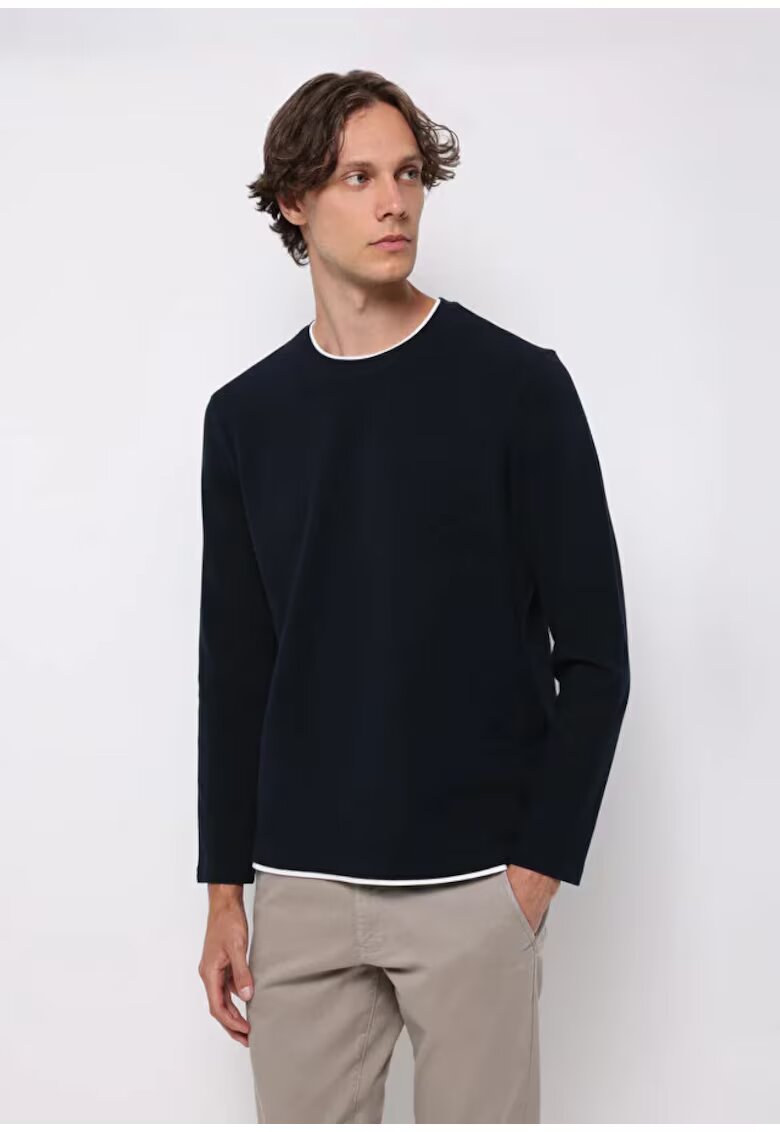 COLINS Tricou barbati cu maneca lunga - albastru ocean - bumbac -