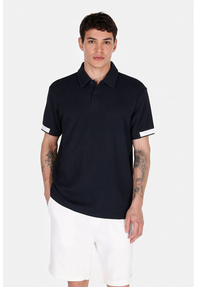 COLINS Tricou polo striat - Albastru ultramarin
