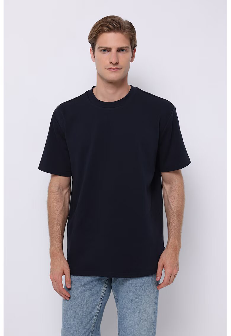 COLINS Tricou uni cu croiala lejera - Bleumarin