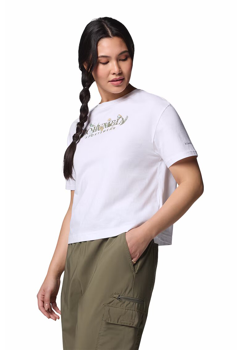 Columbia Tricou din bumbac organic Rolling Bend™ - Alb optic/Albastru glaciar/Verde sparanghel